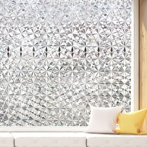 Window Privacy 3D Film Retro Glass Anti-UV Static Adsorption 17.5 in x 78.7 in