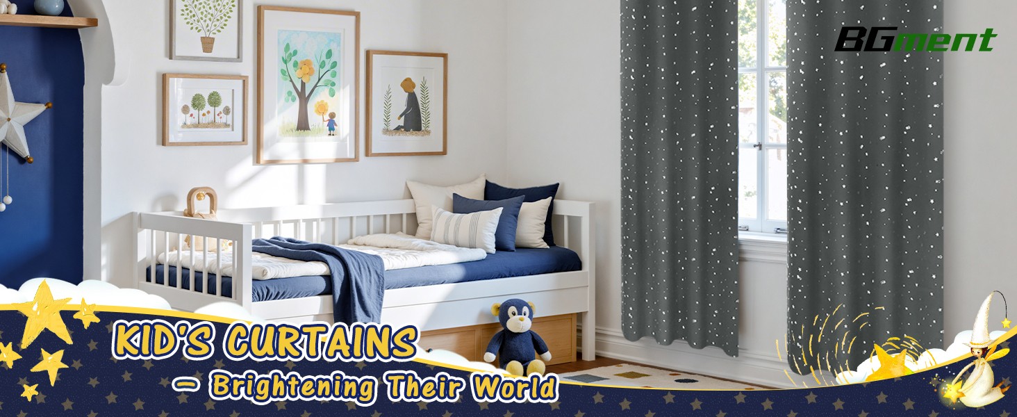 Dark Grey Blackout Curtains for Kid’s Bedroom – Grommet Thermal Insulated Room