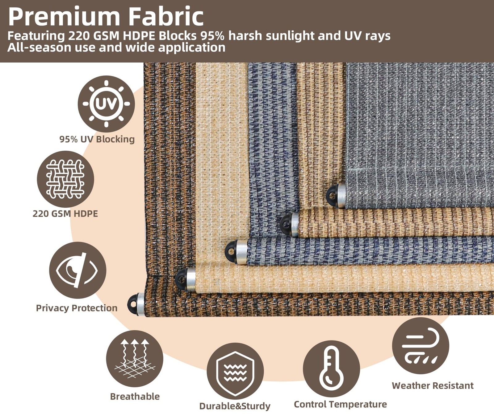 Fade-Resistant Cordless Patio Roller Shades for UV Sun Block & Privacy 6’x8′