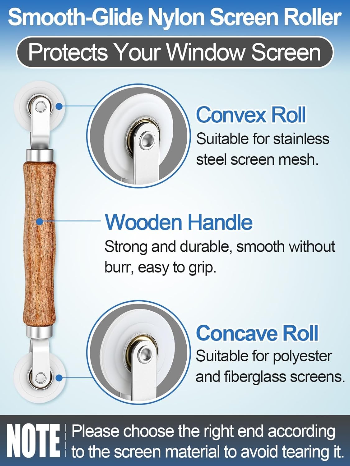 Screen Repair Kit – 3 in 1 Screen Tools Including Roller, 0.14in x 32.8ft