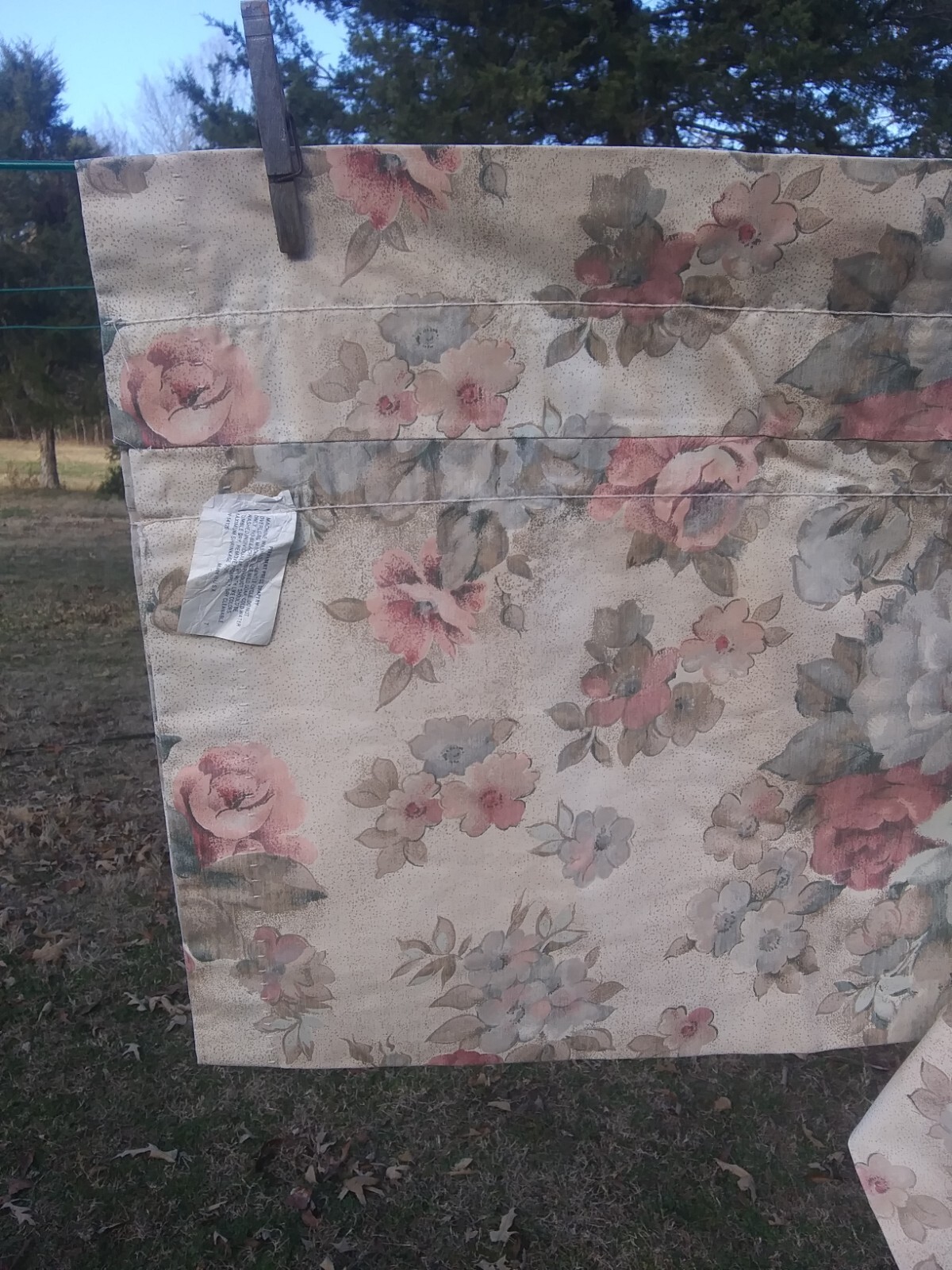 Vintage Window Valance 84 x 16~Blouson Straight~Pink Ivory Rose Floral~USA Made