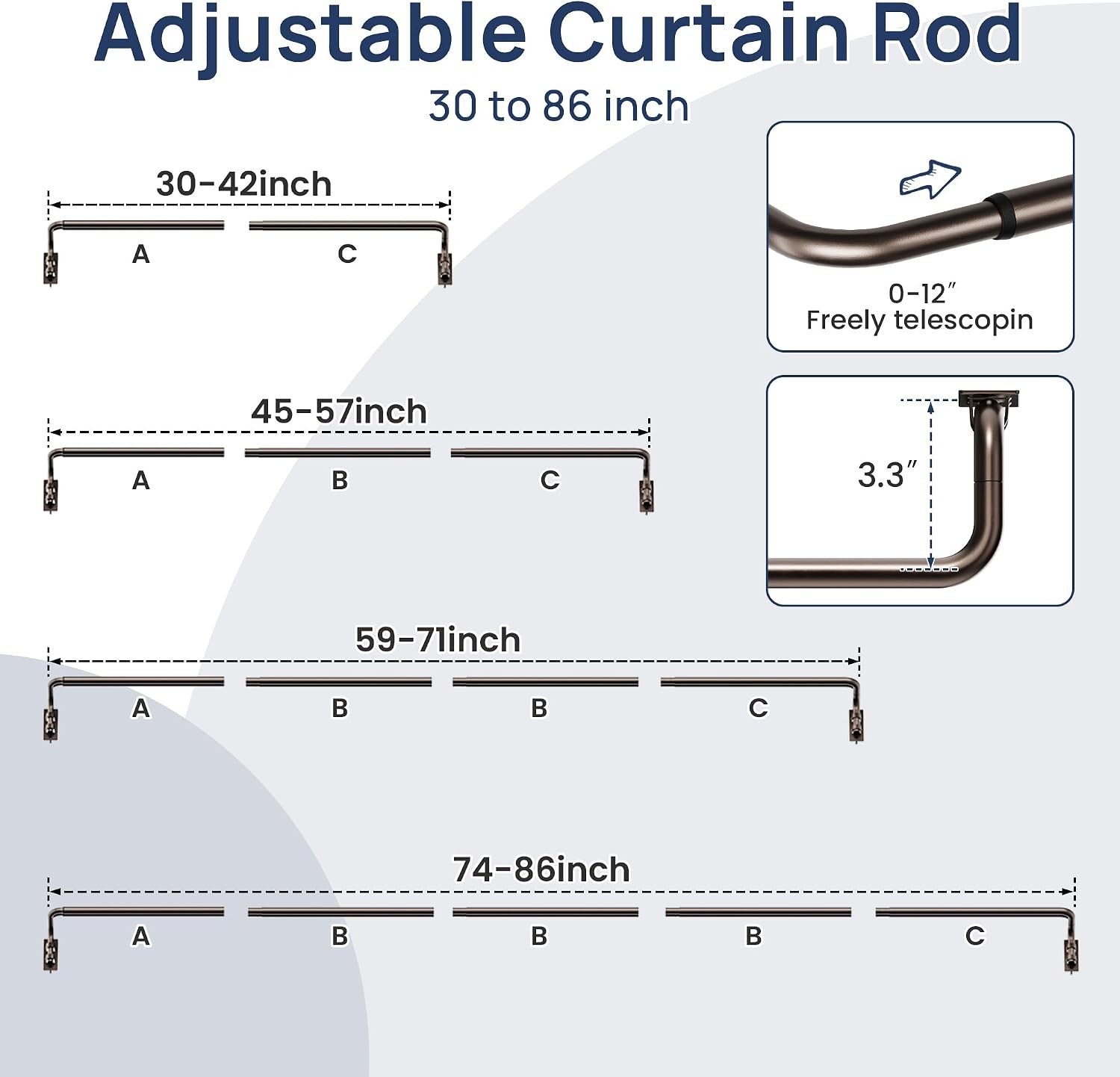 ENJOYBASICS Blackout Curtain Rod for Windows 48 to 84, Wrap Around Curtain R…