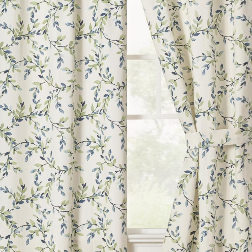 Ellis Vintage Stylish Medium Scale Printed Vine Pattern 1.5″ Rod Pocket Tailored