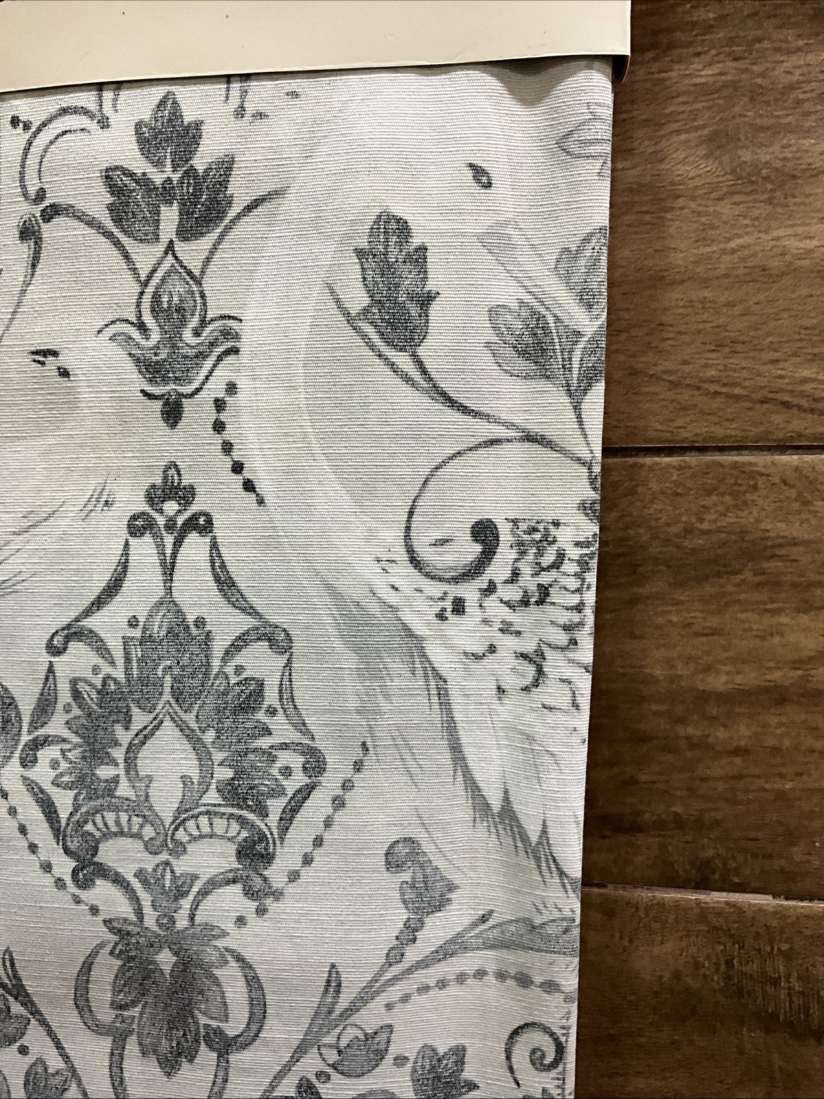 2 – Laura Ashley Tregaron Damask Cotton Curtain Window Panels Gray Bird 37 x 84”