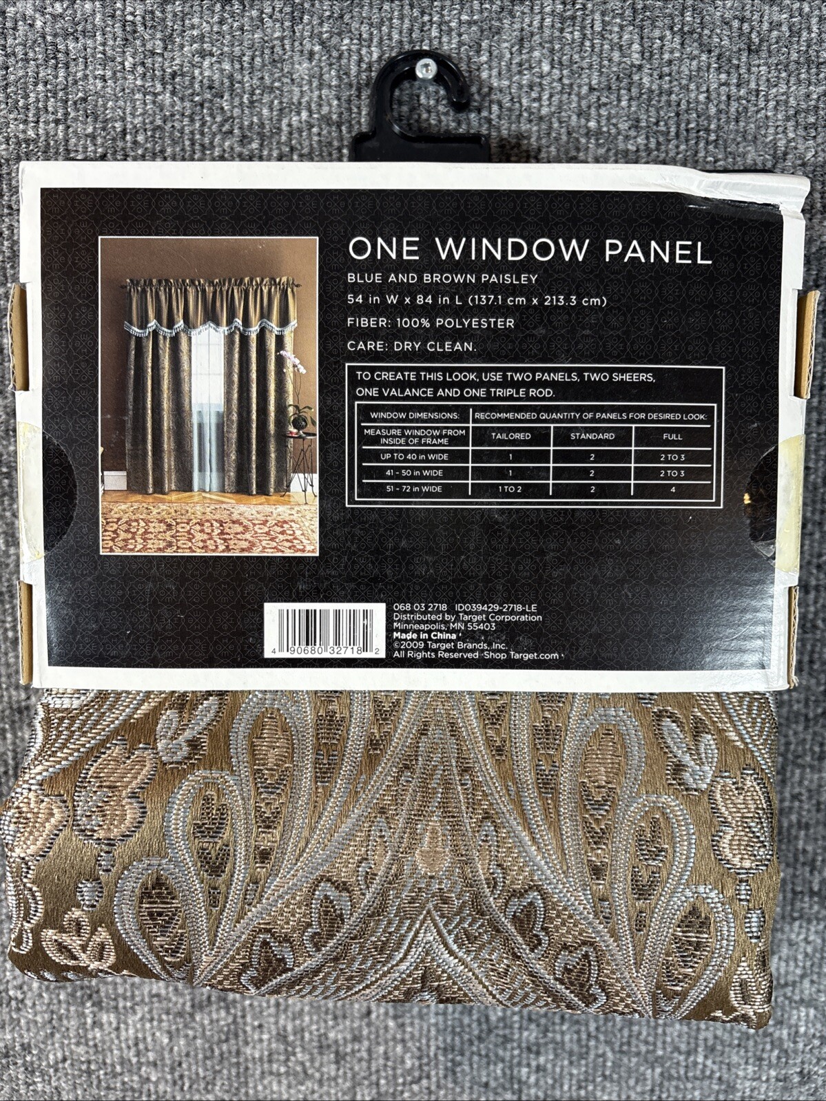 Home from Target~Blue and Brown Paisley~One WIndow Panel Curtains~54″x84″