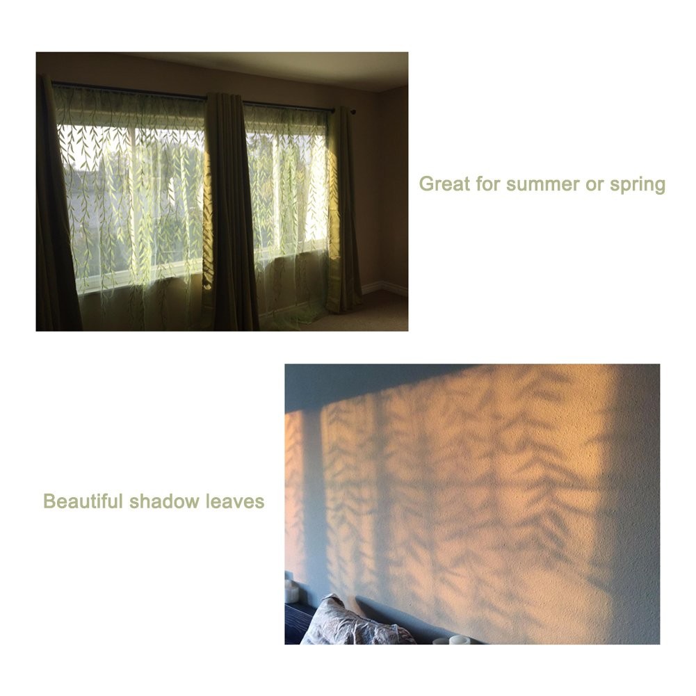 2 Pieces Willow Window Curtain Voile Tulle Room Salix Leaf Sheer Gauze Panel …