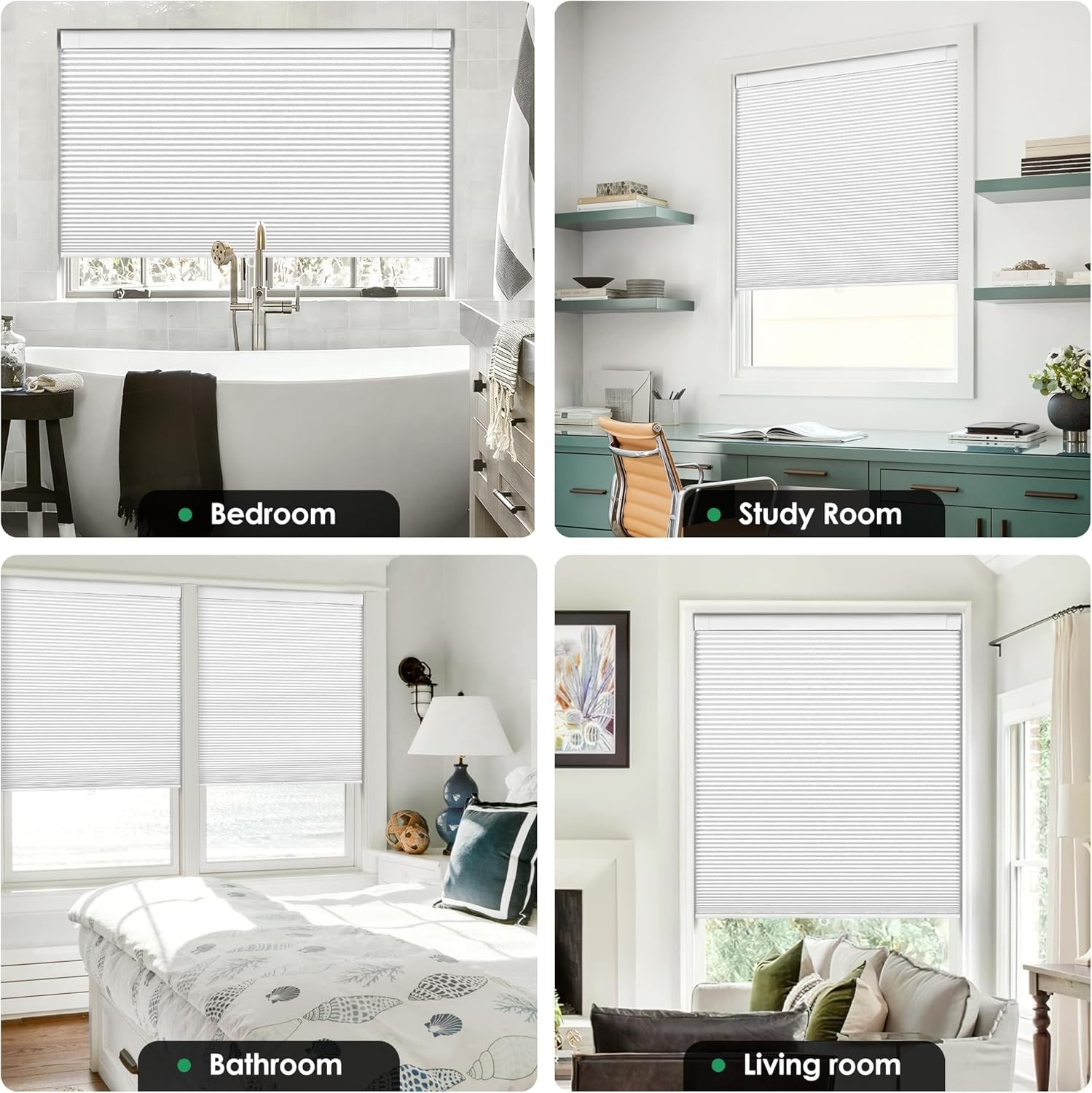 LazBlinds No Tools No Drill Cordless Cellular Shades, Blackout Light Blocking