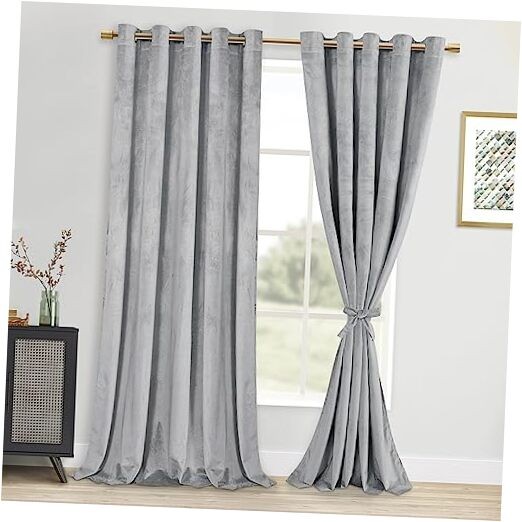 Velvet Curtains Extra Wide – Elegant Thick 60″W x 96″L (Pack of 2) Sliver Grey