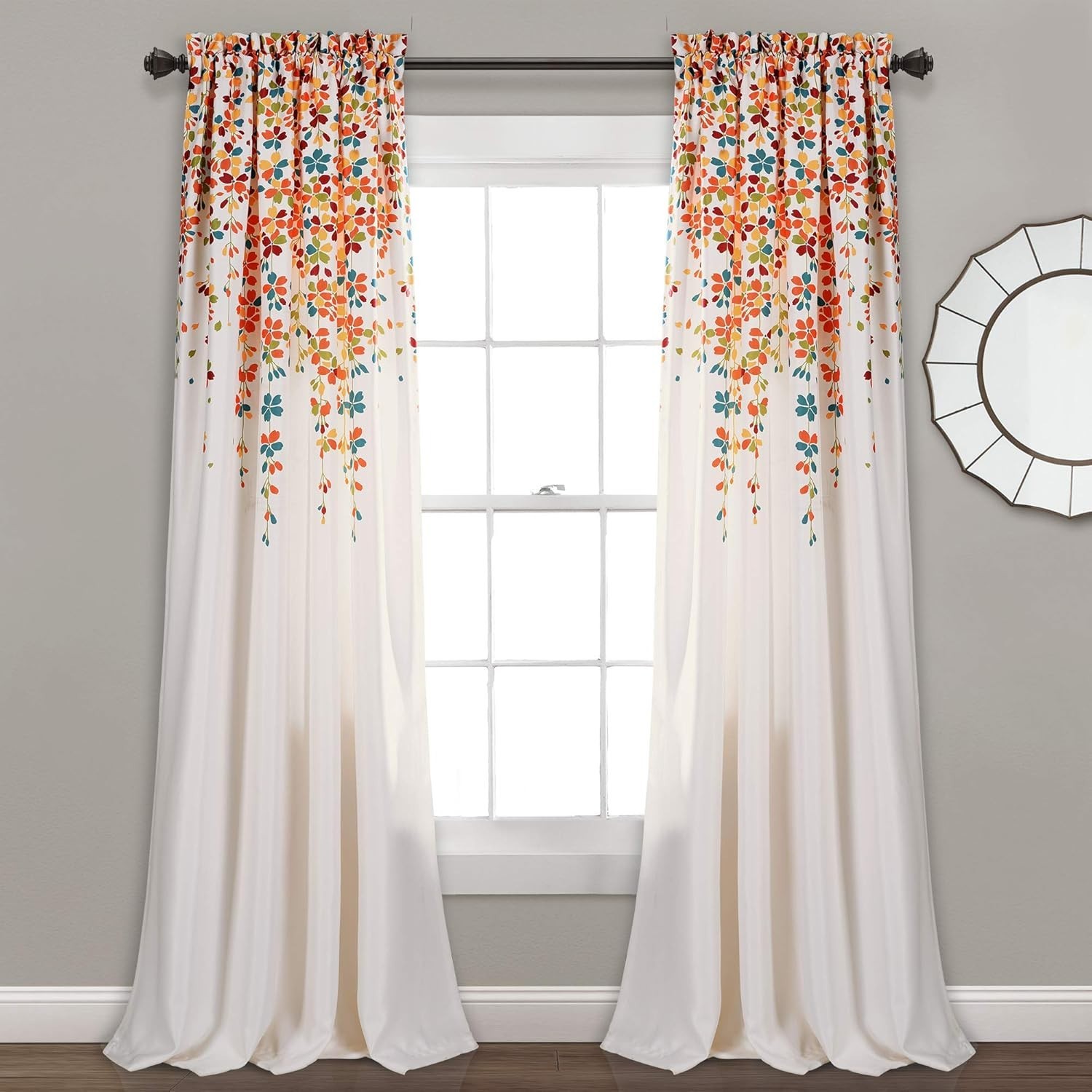 Weeping Flower Turquoise Tangerine Curtains