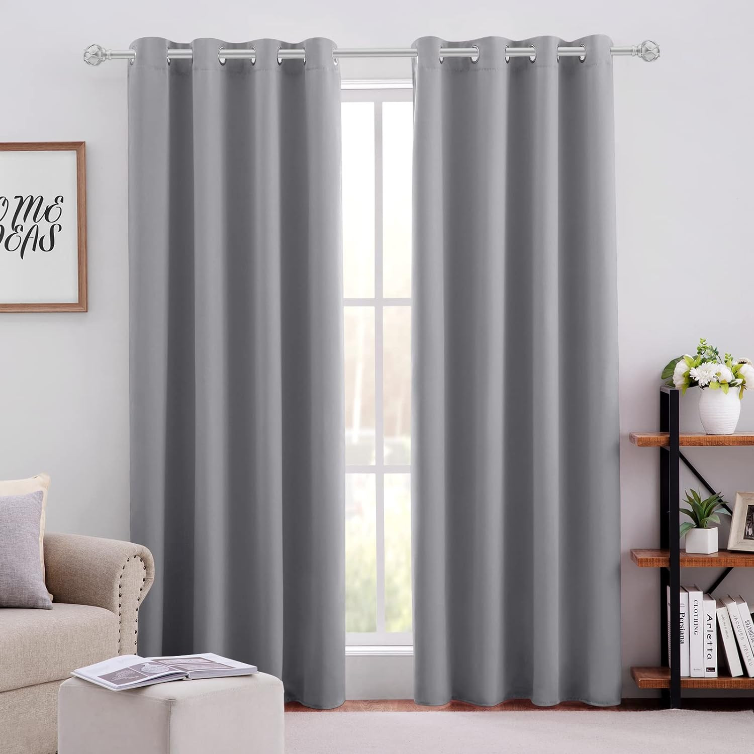Blackout Curtain W52 X L84 2 Panels Light Grey Room Darkening Soundproof Grommet