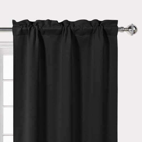 Valance for Windows Rod Pocket Tierout Valance 52″W x 18″L (Pack of 1) Black