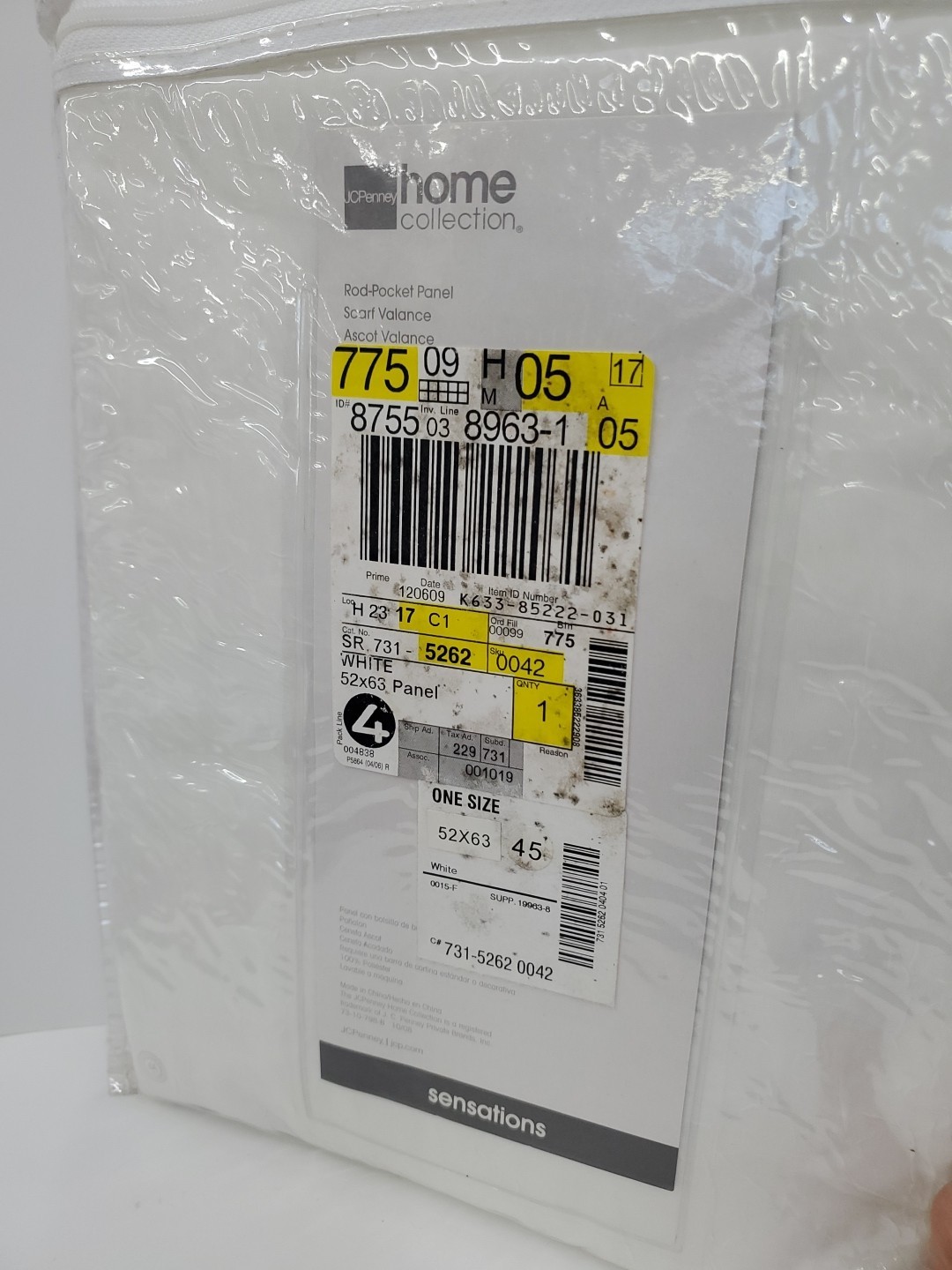 Curtain- JC Penny Home Collection Rod-Pocket Panel (Sensations) 63″ Length-White