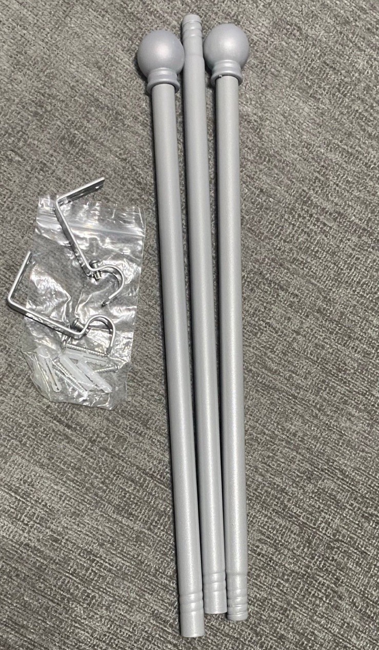 Gray curtain rod. 45 inches long. 2.4 inches round Rod .
