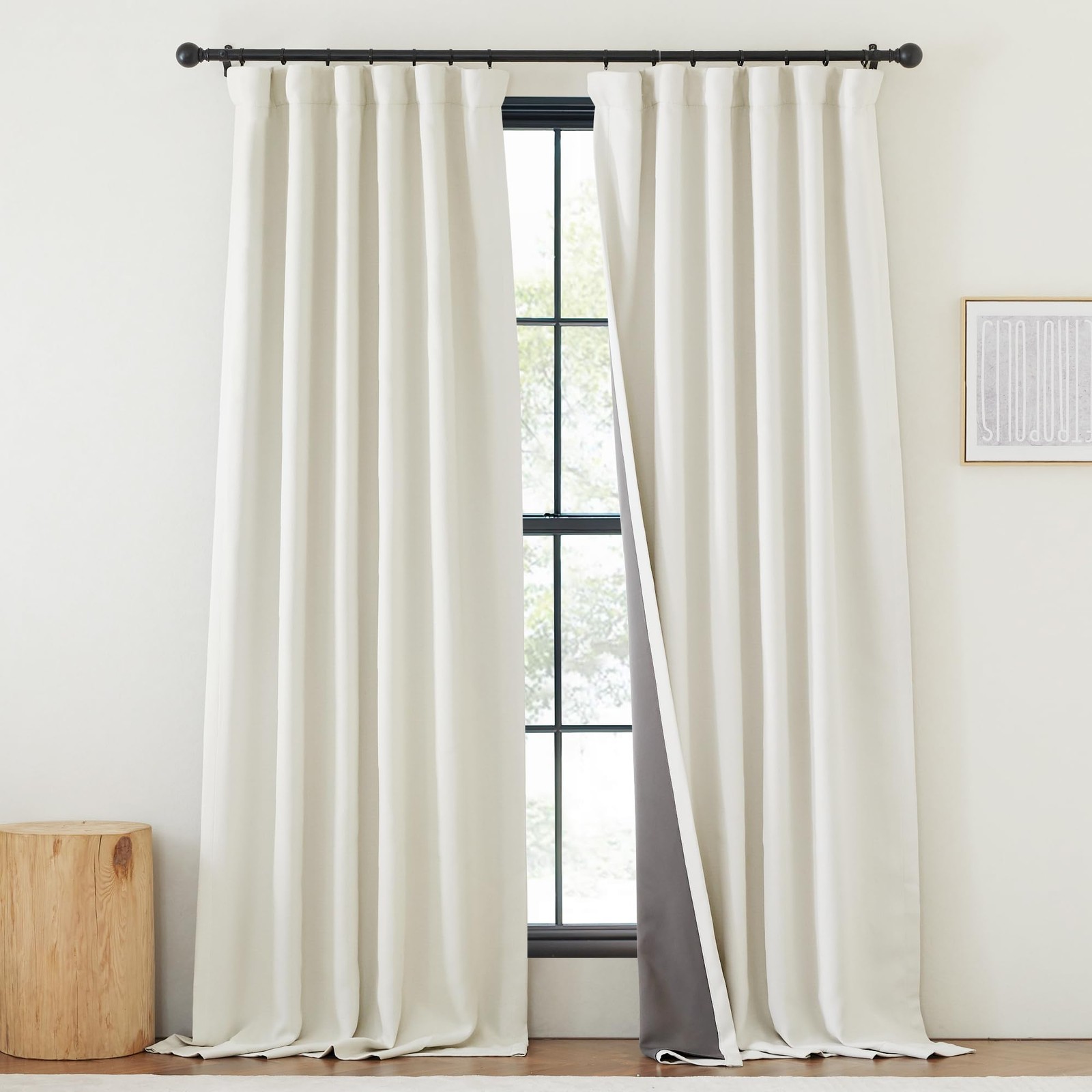 NICETOWN Thick Faux Linen 100% Blackout Curtains for Bedroom Pinch Pleated Winch