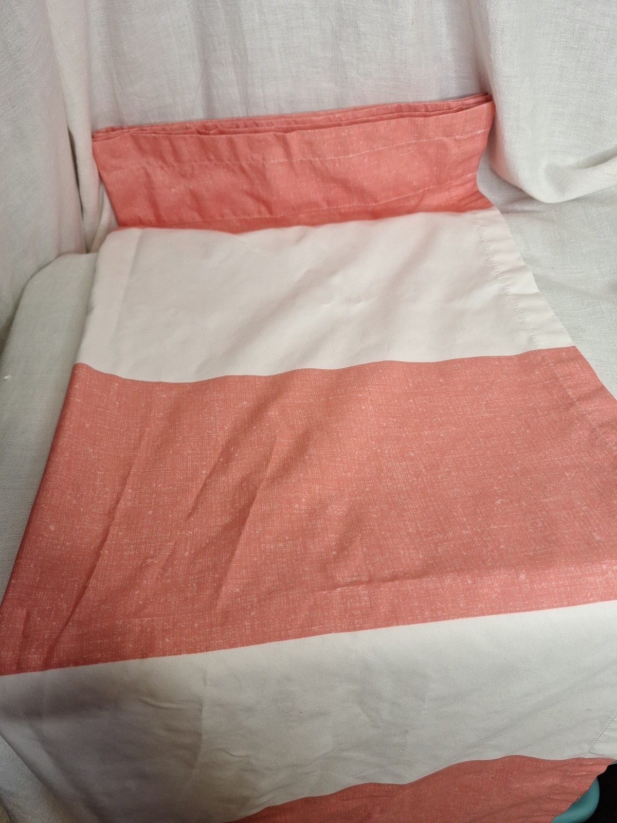Your Zone Cabana Stripe Coral And White Room Darkening Curtains Two Panels…
