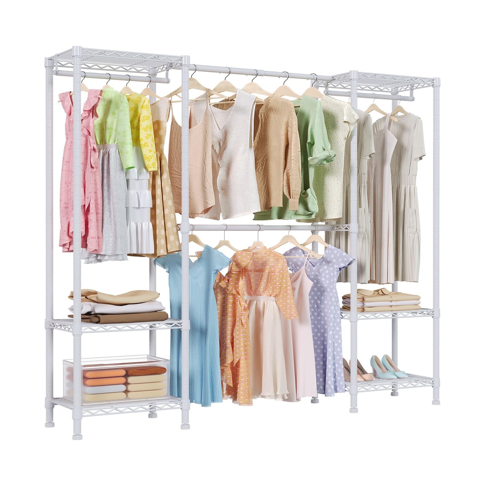 H10 Expandable Clothes Rack Clothing Rack for Hanging Clothes, Heavy Duty Gar…
