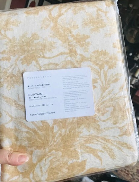 Pottery Barn Sorrel Toile Drapes Set 2 Yellow Gold 50x 84 Floral Blackout New