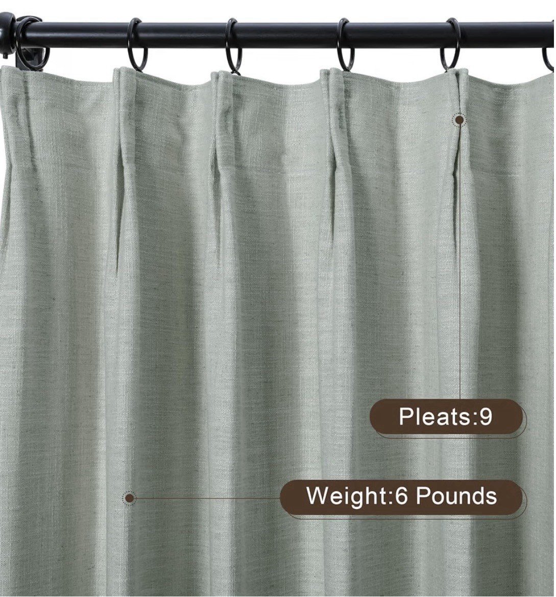 TWOPAGES Aqua Faux Linen Textured pinch pleat panel 40 x 90 Light filtering