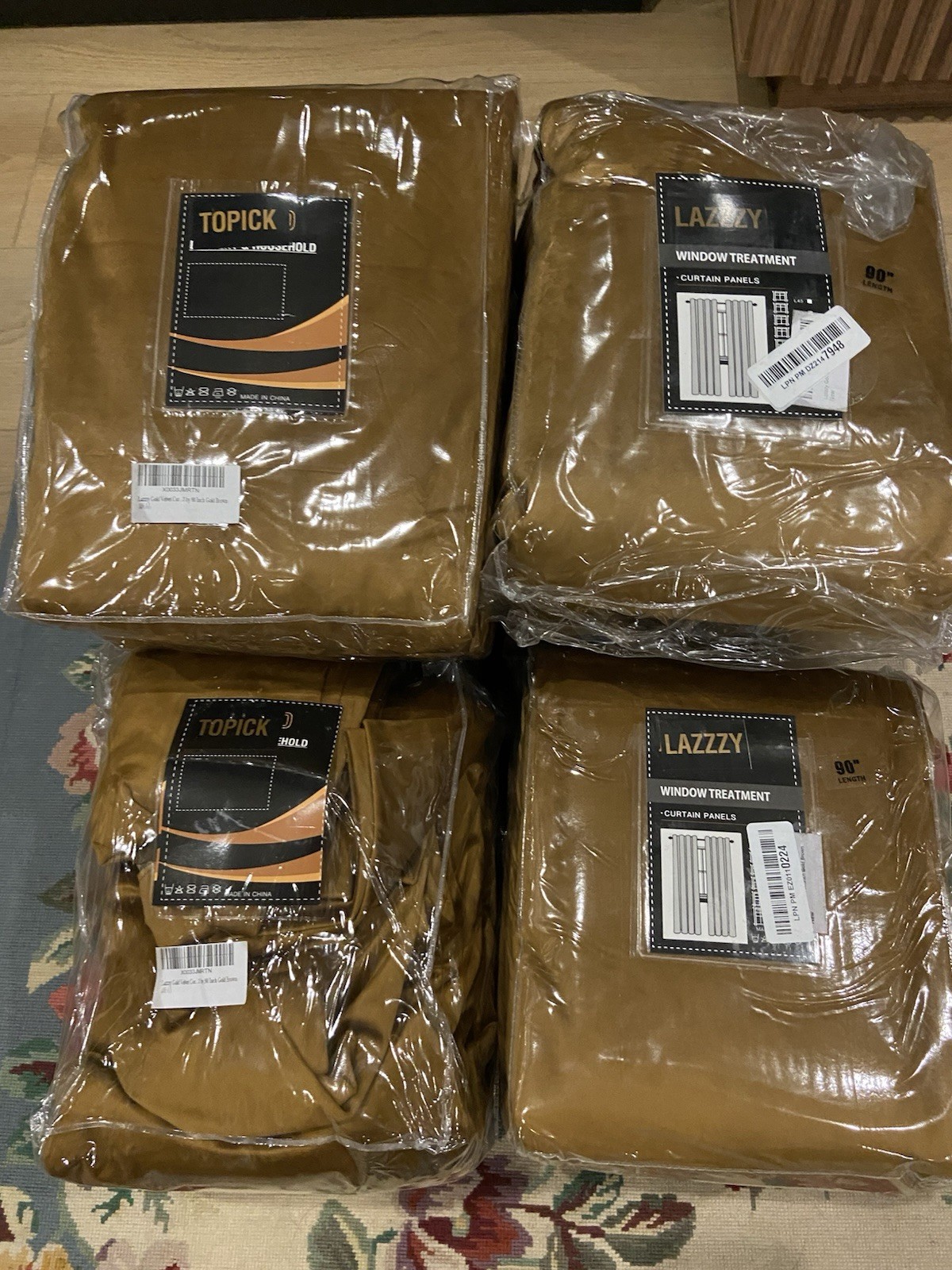 Luxury Velvet Blackout Curtains 40″ x 90″ Gold Brown Pleated LOT OF 10 PACKS!