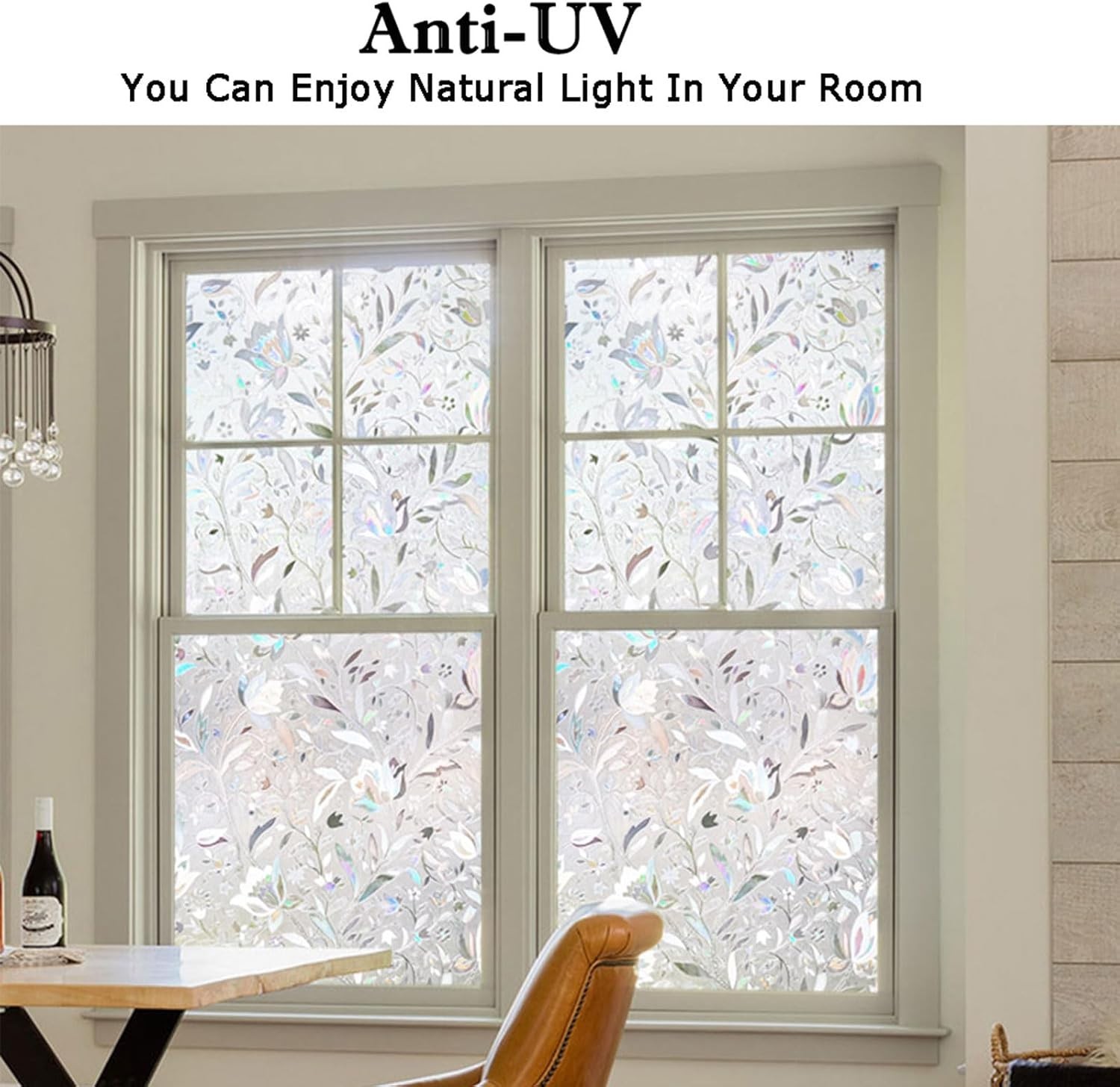 Vinyl Stained Glass Decorative Window Film – 17.5×78.7in UV Blocking Privacy
