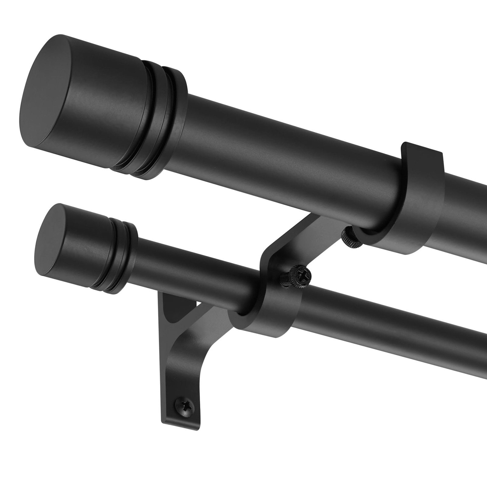 Double Curtain Rods 36-72 Inches for Windows, 1 Inch Diameter Adjustable Heav…
