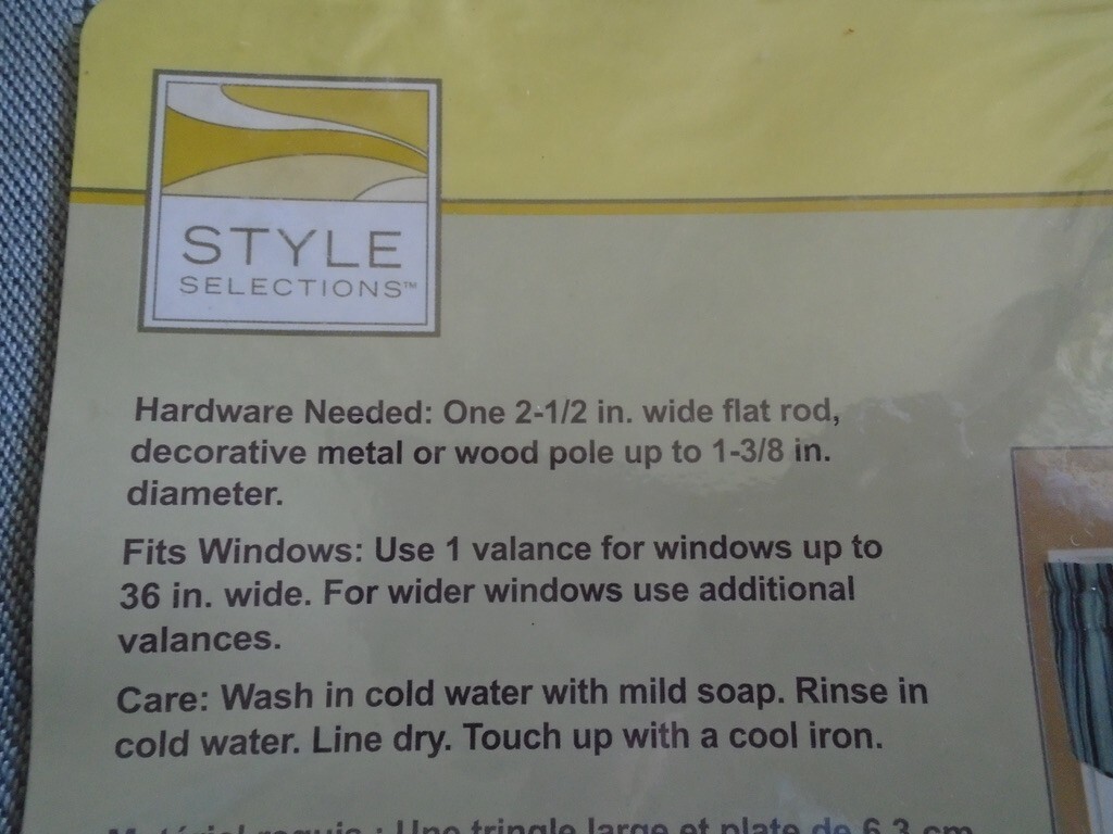 Style Selections Normandy Stripe Window Valance 54″ x18″ (3-pcs) New