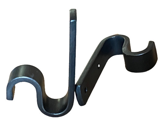 CURTAIN ROD HOOK (PAIR) – Amish Hand Forged Solid Wrought Iron Pole Brackets USA