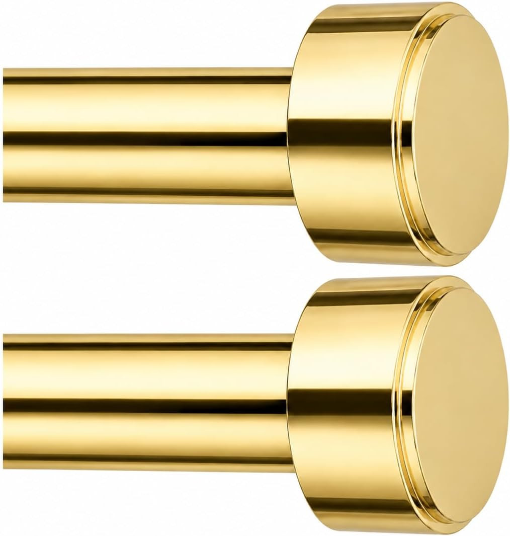 2 Pack Curtain Rods for Windows 32-60 Inch, 1 Inch Adjustable Black Curtain Rod