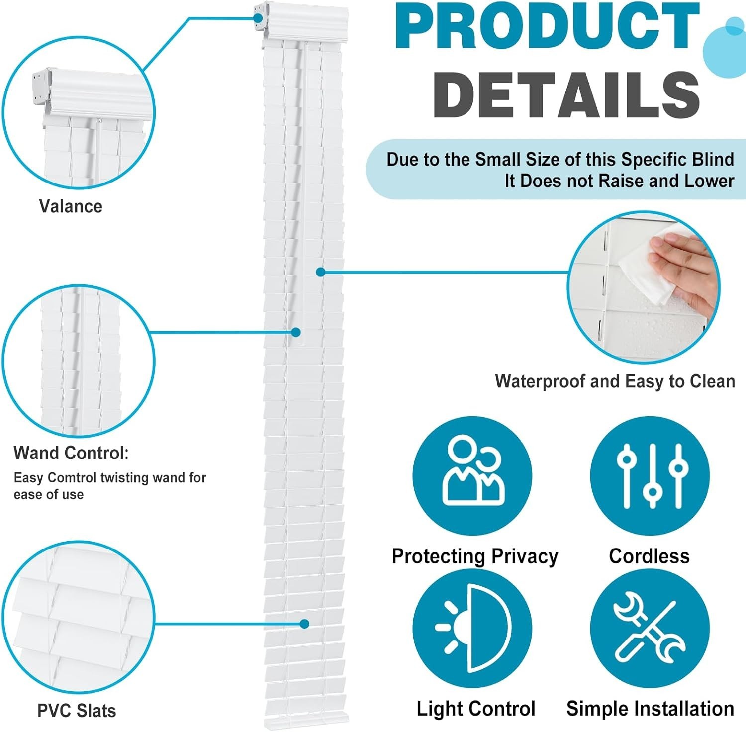 2 Pack 2 in Cordless Sidelight Blinds 8.5 x 72 in Horizontal White Faux Wood