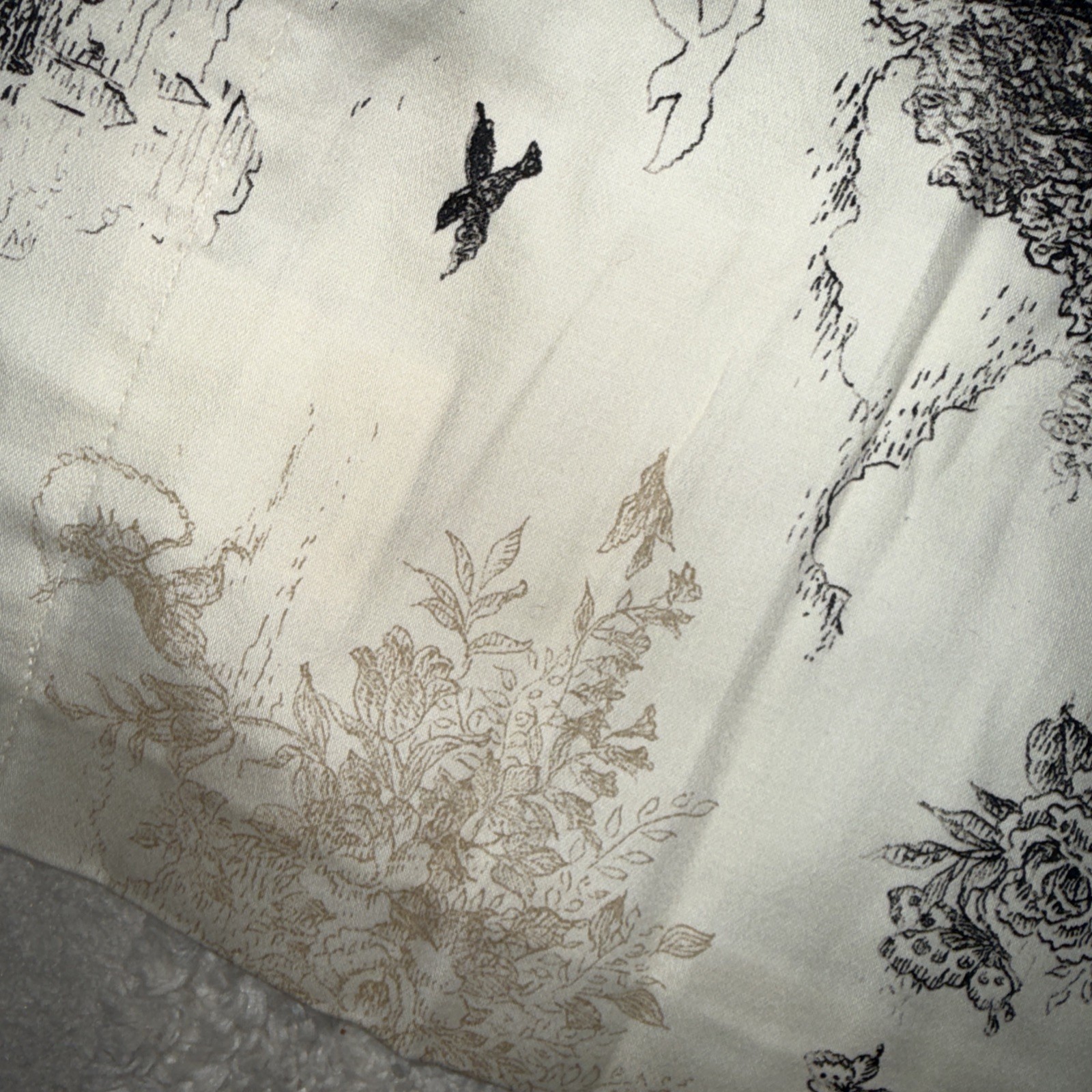 Black and cream toile de Jouy Curtain Valance Country Side Church Swan Floral