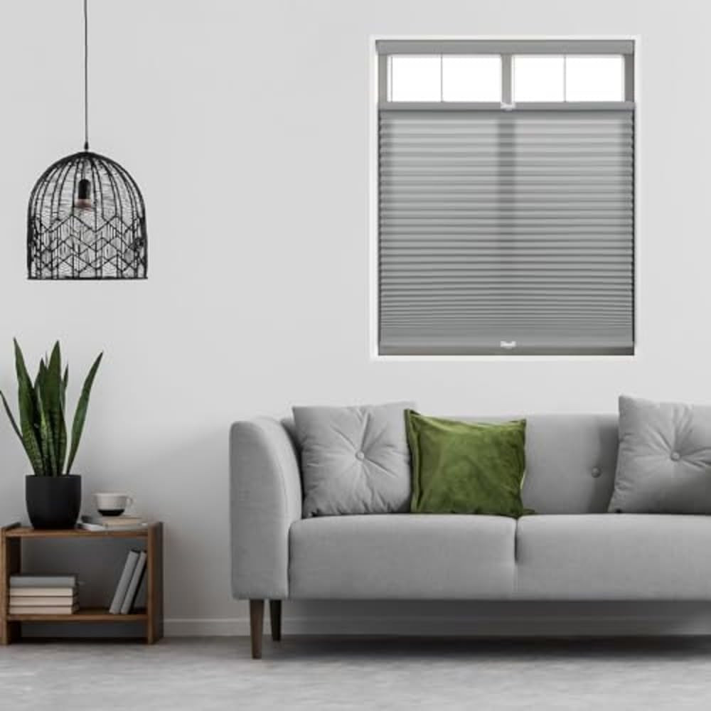 Cordless Light Filtering Cellular Shade, 58.5″ W x 60″ H, Gray