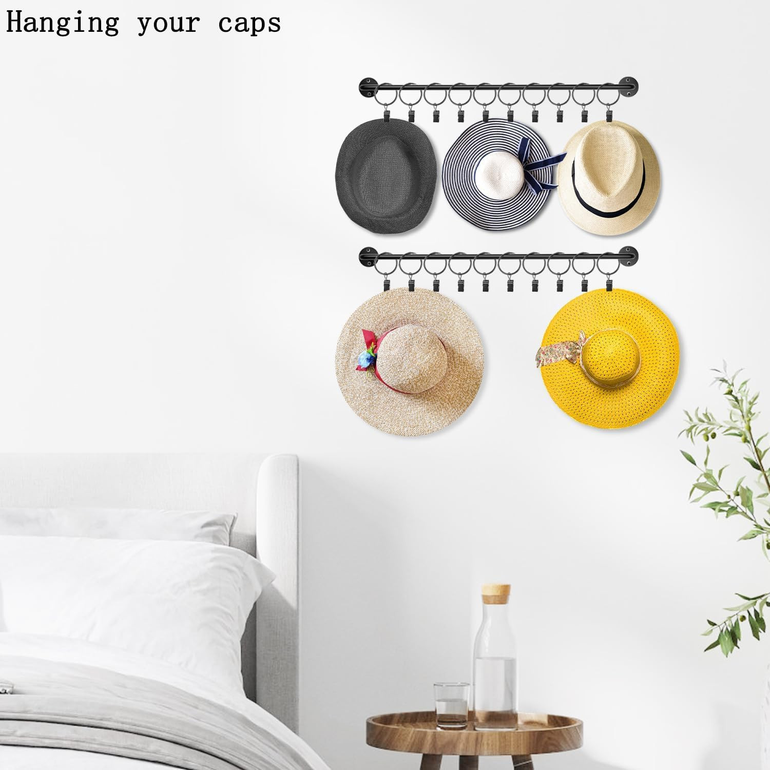 16 Pack Curtain Rings with Clips, Window Clip Rings Black Curtain Hooks Hangers