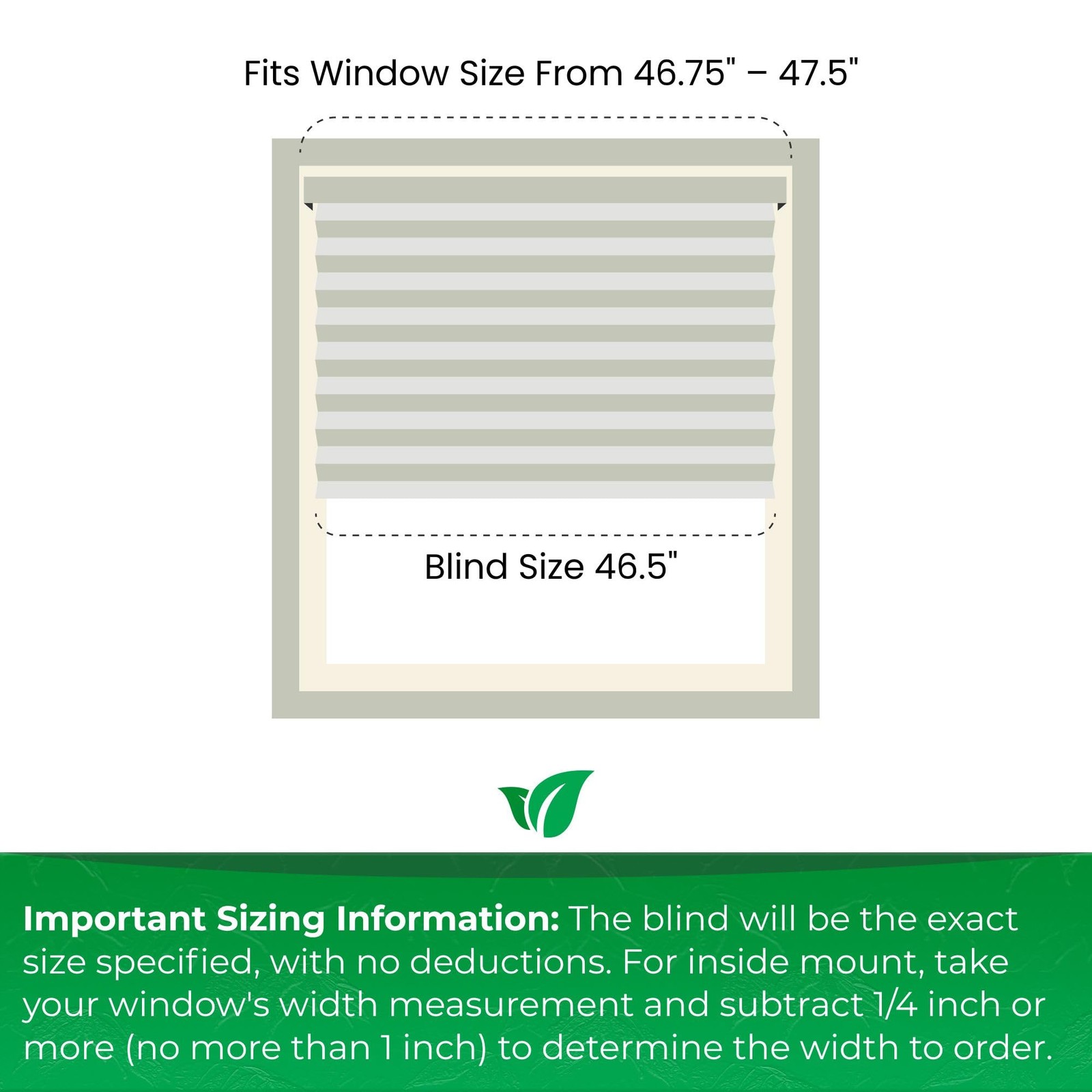 Calyx Interiors Pleated Fabric Window Shade Light Filtering Cordless 46.5 W X