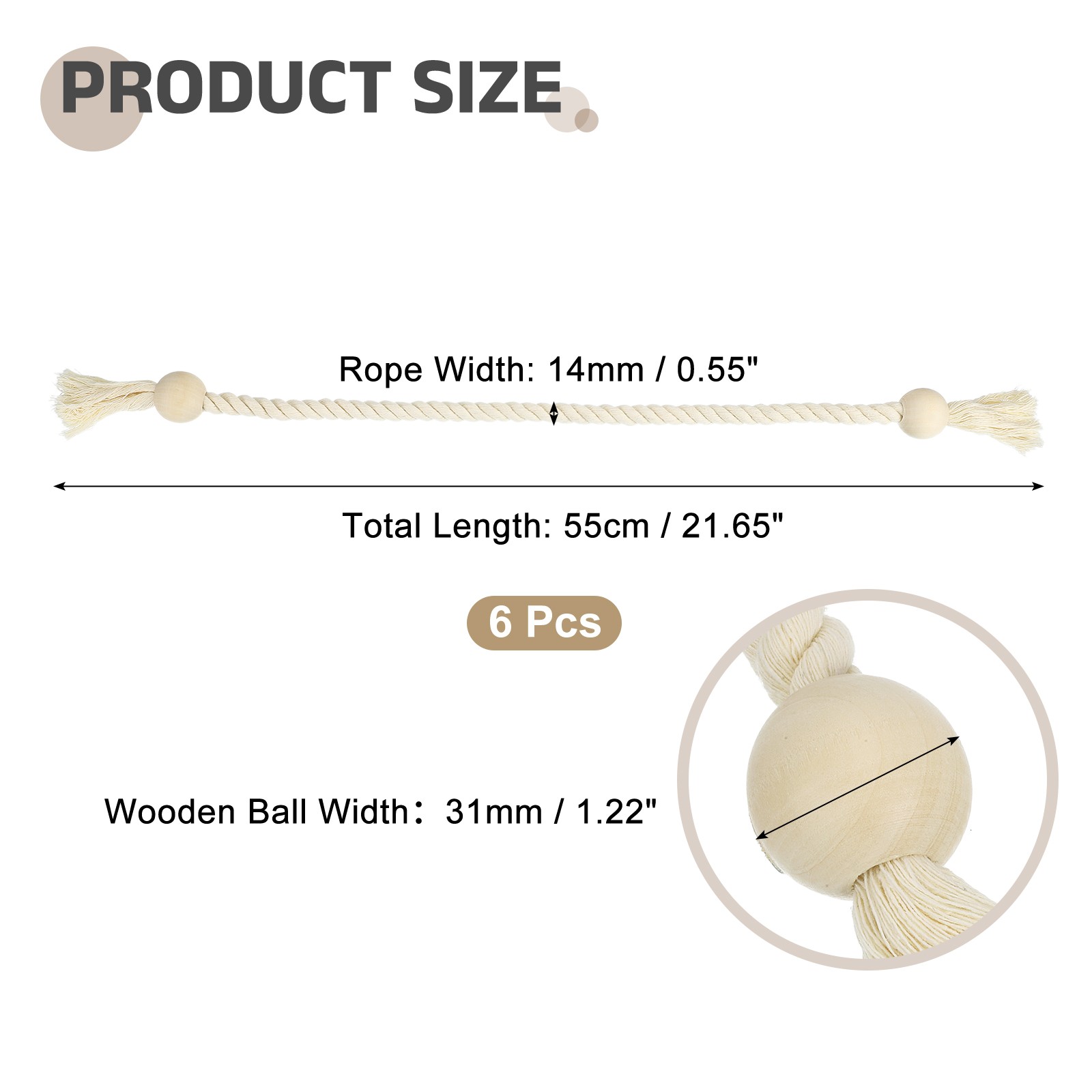 6 Pack Magnetic Curtain Tiebacks 55cm/21.65″ Curtain Holdbacks Beige