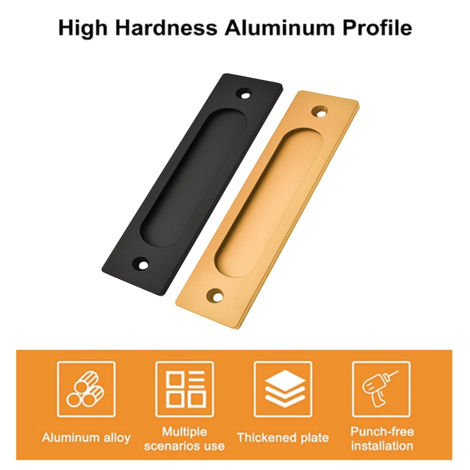 MOROBOR Rectangular Recessed Sliding Door Pulls, 2pcs Matte Black Flush Pull …