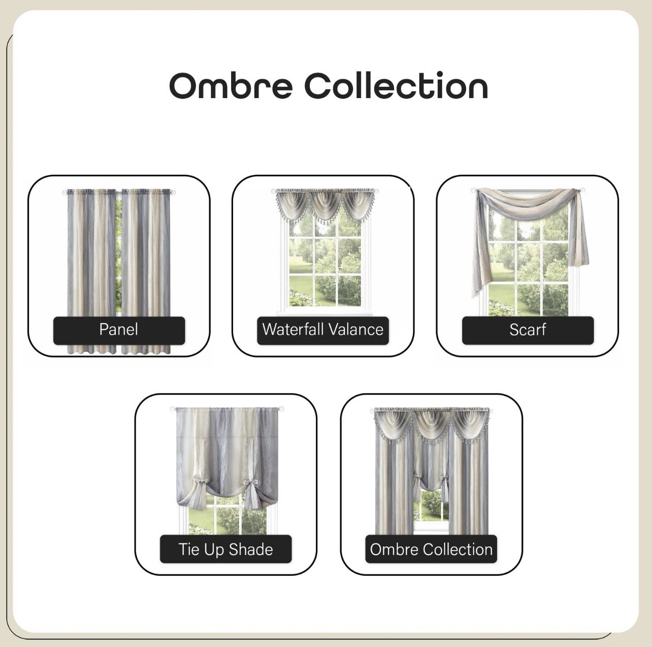 Ombre Grey Light Filtering Window Curtain Panel 50 Inch Width, 84 Inch Length