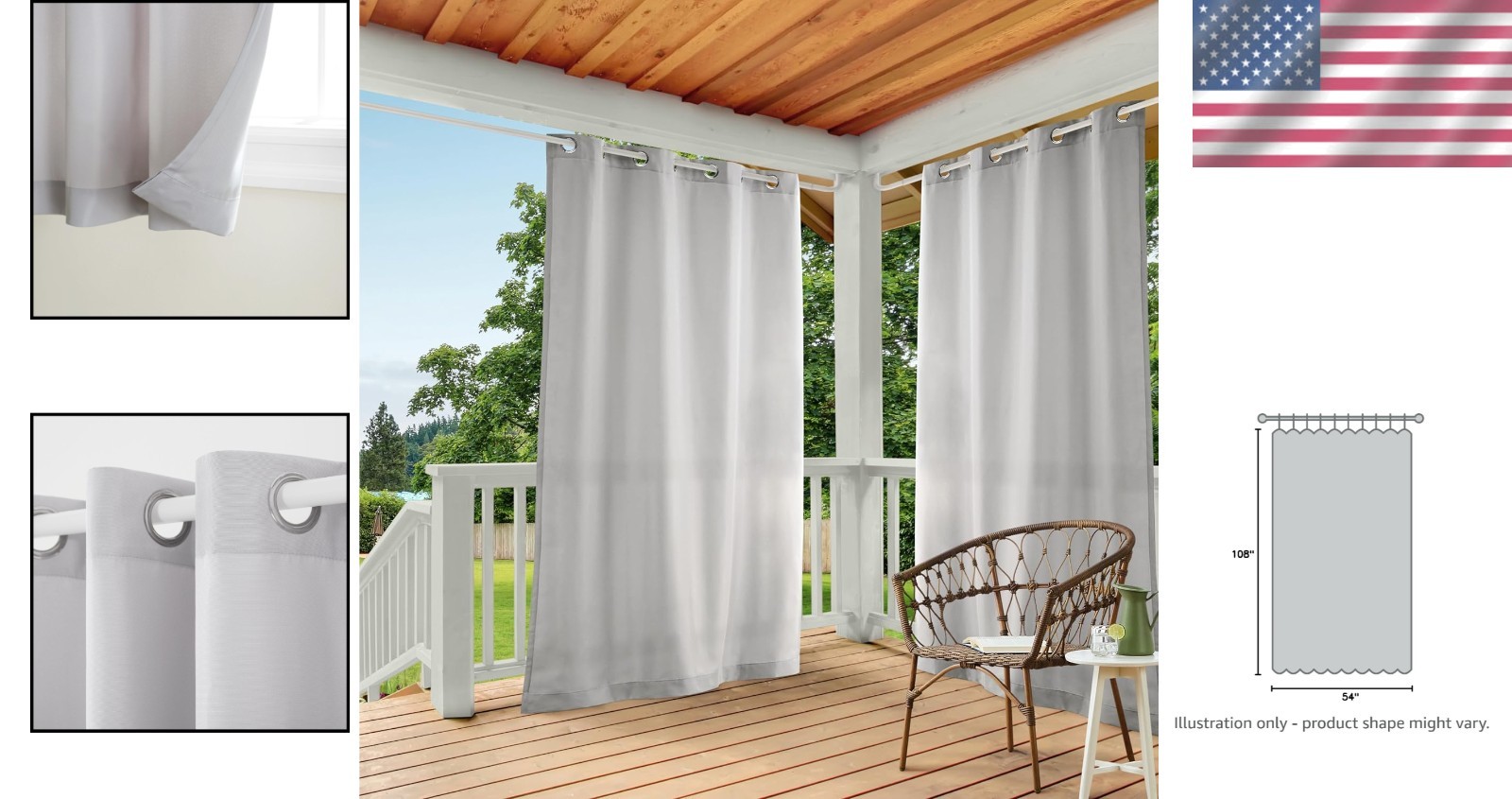 Luxury 2-Pack Light Filtering Curtains, 54″x108″, Water Resistant, Cloud Grey
