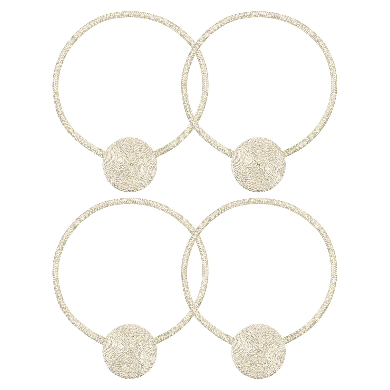 4 Pack Curtain Tieback Polyester Hand Woven Rope Magnetic Design Beige