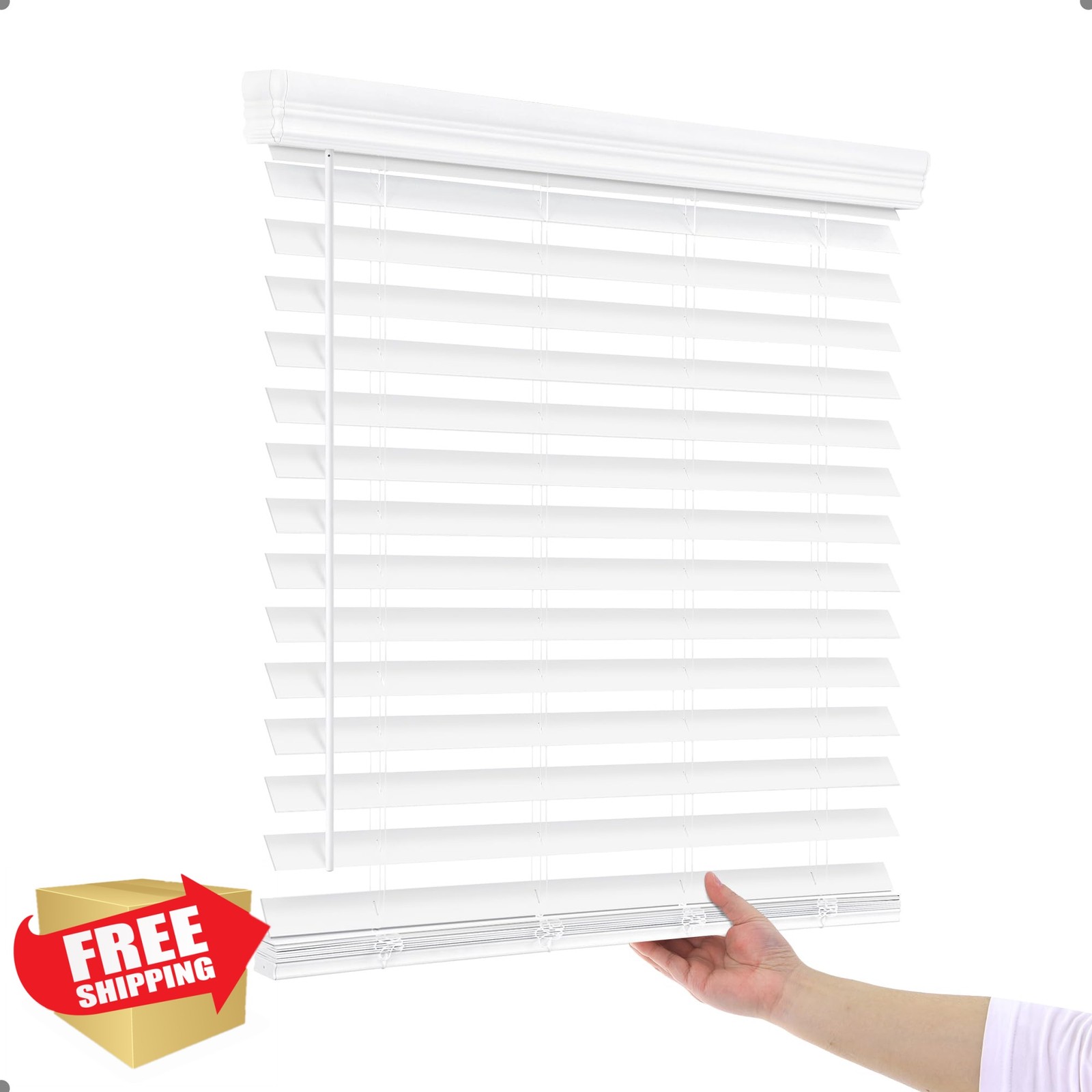 AOSKY 2″ Faux Wood Blind White 21″W x 60″H