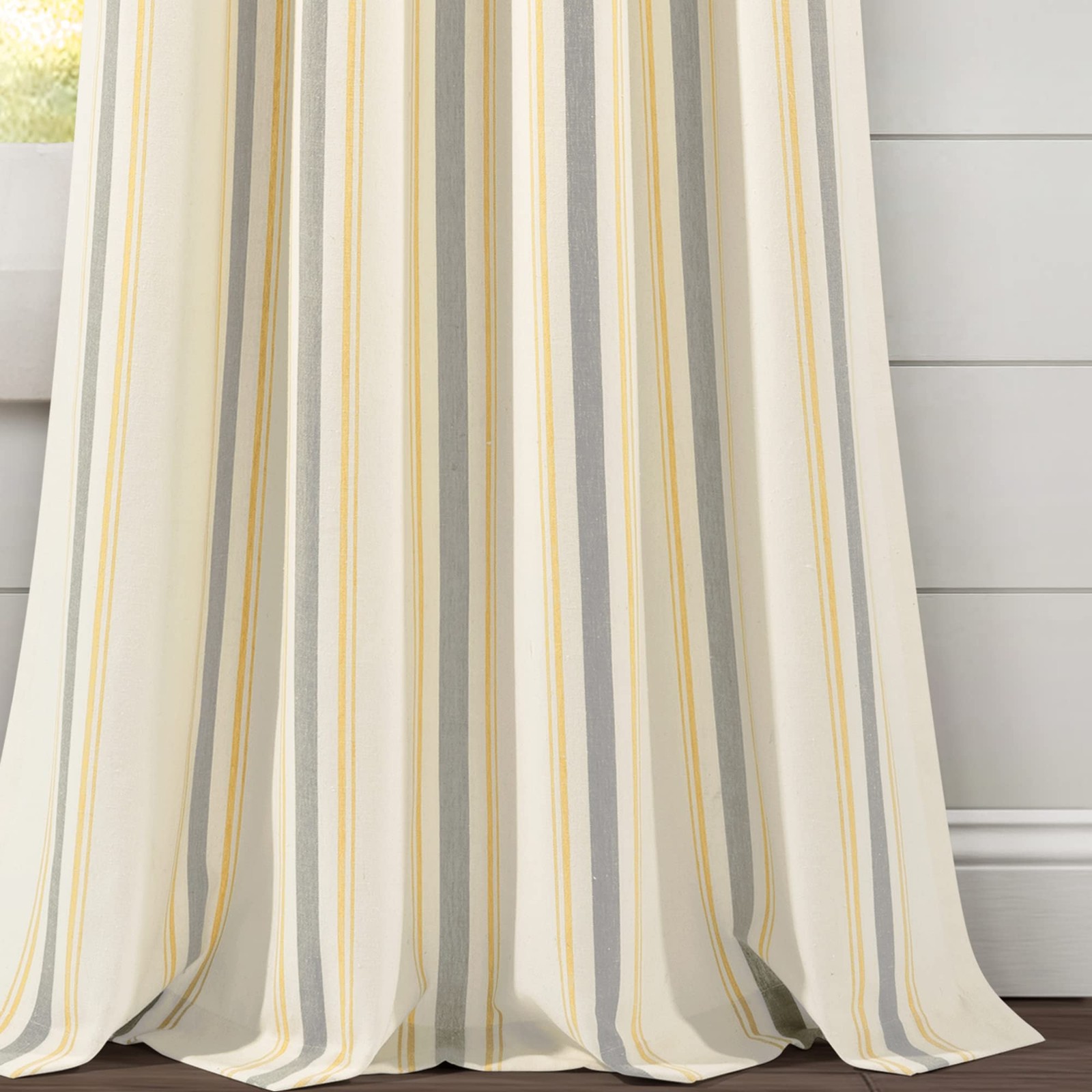 Lush Decor Farmhouse Stripe Eco-Friendly Recycled Cotton Curtain Panel Pair