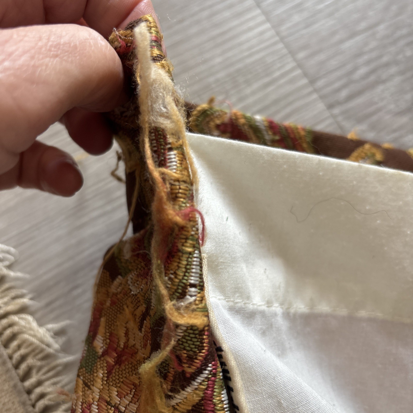 Vtg Pier 1 Floral Paisley Heavy Brocade Damask Lined Curtain Drapes Brown Multi