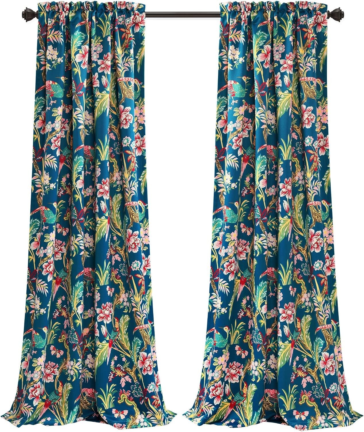 Light Filtering Nature Drapes 52×108 – Navy & Multi