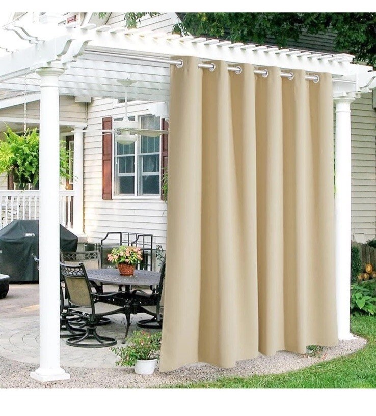RYB HOME Outdoor Curtains for Patio – Waterproof Blackout Solar Curtains 84Wx95L