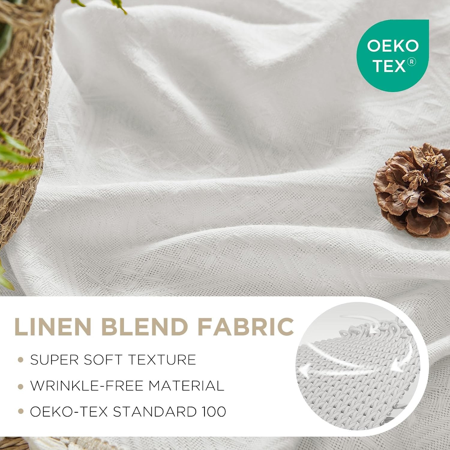 White Boho Curtains 63 Inch Length 2 Panels Super Soft Bohemian Farmhouse