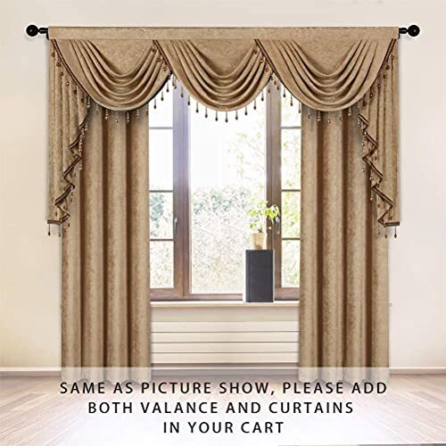 ELKCA Double-Sided Chenille Valance for Living Room Coffee Curtains Valance with