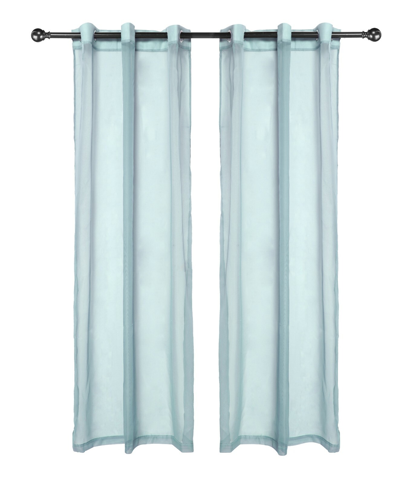 Legacy Decor Chiffon Window Sheer Curtains 2 Panels Grommet Top Sky Blue Color