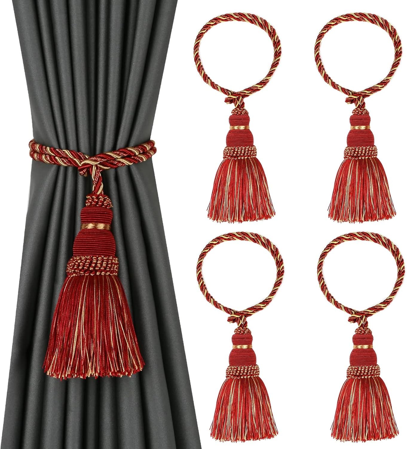 2 Pack Curtain Tie Backs Rope Tassels for Curtains Drape tiebacks Handmade Outdo