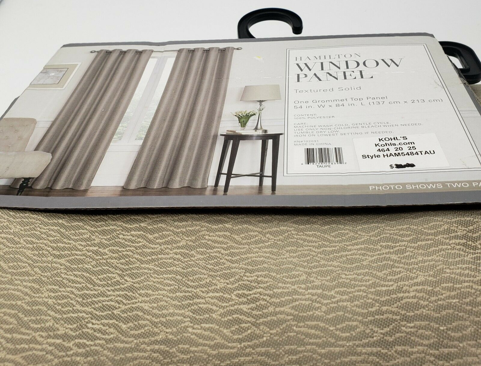 Hamilton by Kohl window panels 54″x84″ textured solid tan/taupe with cream set 2
