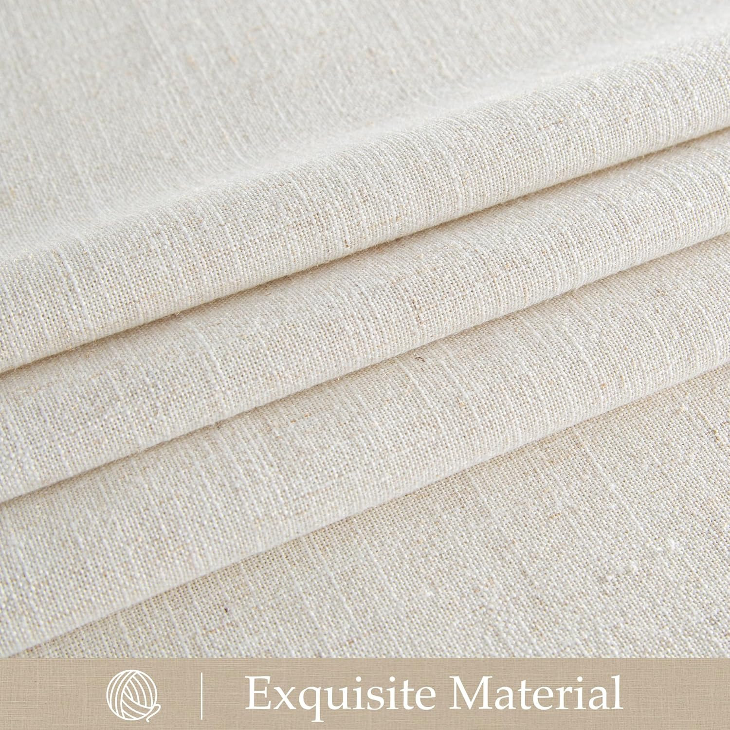 Extra Long Linen Curtains 144 Inch Long 2 Panels Set, 55″ Wide Thick Flax Linen