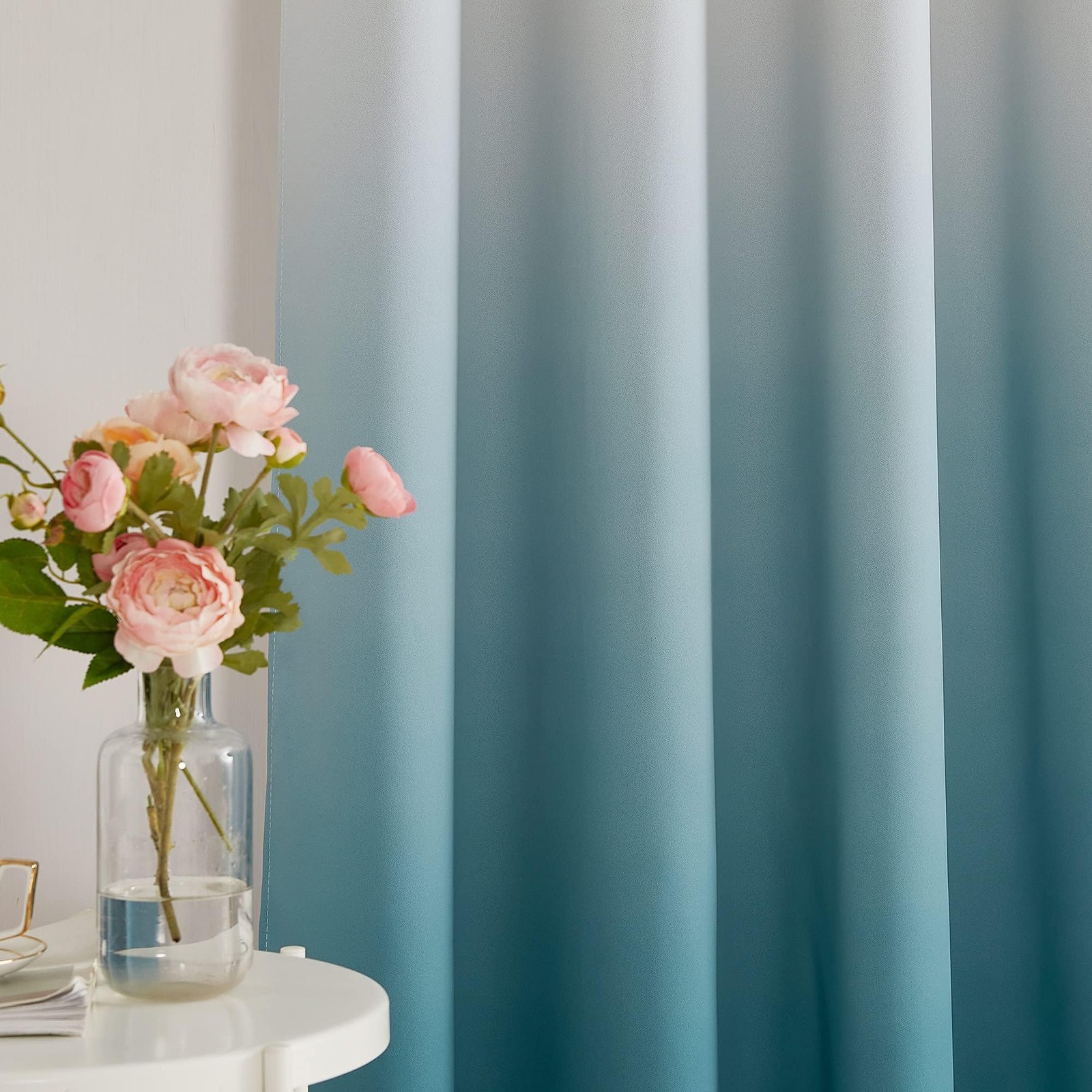 Nicetown Light Blocking Thermal Insulated Ombre Curtains Sea Teal And Greyish
